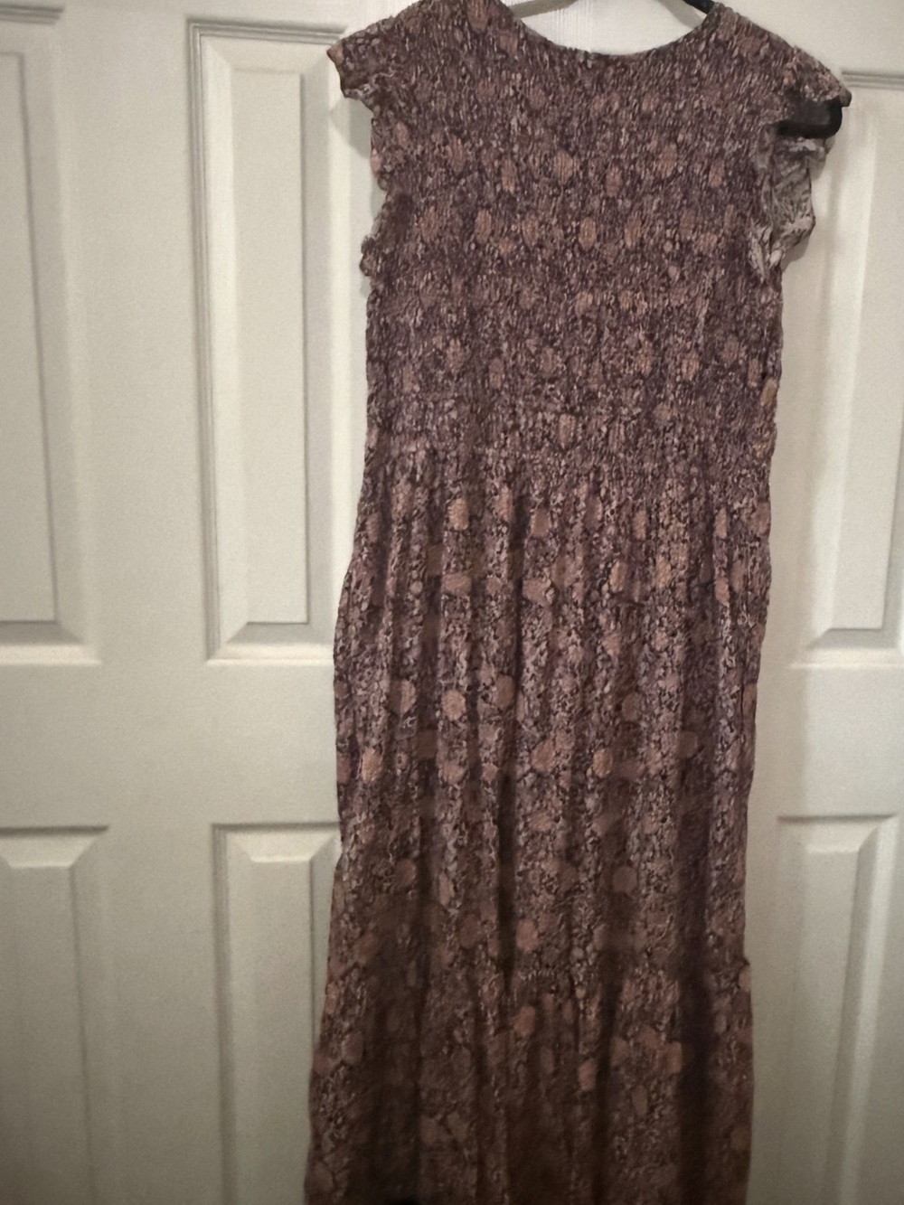 Anthropologie Ruched Floral Maxi Dress Size XL Boho Peasant - Picture 6 of 7